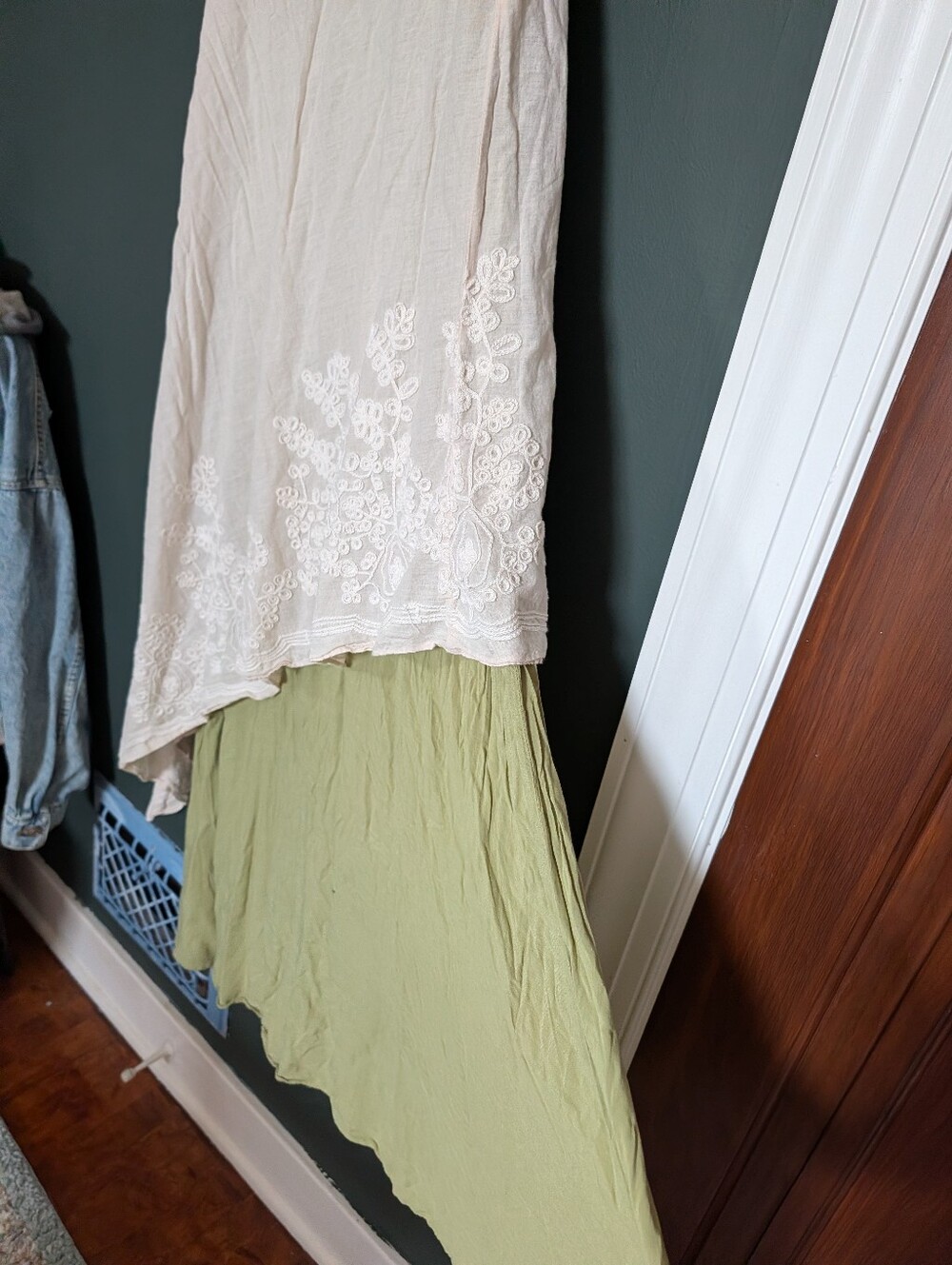 Zanzea Olive & Cream Asymmetrical Layered Dress - Picture 8 of 8